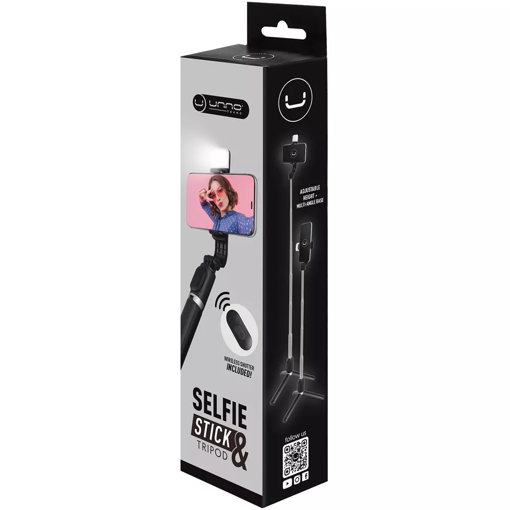 Bastón para Selfie y Tripode Selfie Stick con Luz LED - PH1804BK