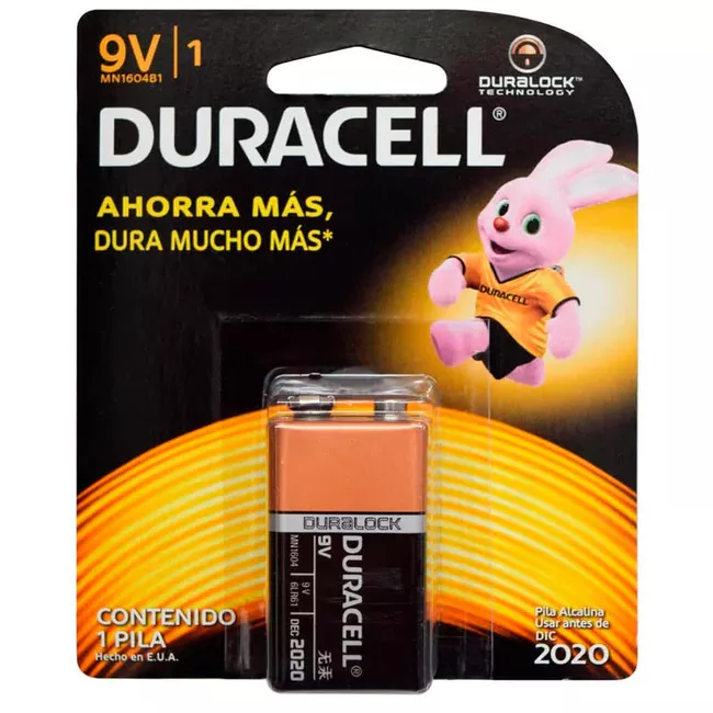 Pila Alcalina CB 9V Bateria Duracell con tecnología DuralockPowerPreserve™ - S147DUCB9V