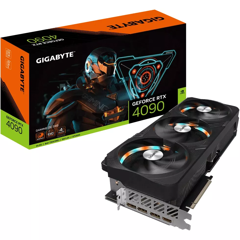 Tarjeta de Video GeForce RTX 4090 Gaming OC GDDR6X de 384 bits de 24 GB 3 ventiladores WINDFORCE, 24GB 384-bit GDDR6X - GV-N4090GAMING OC-24GD