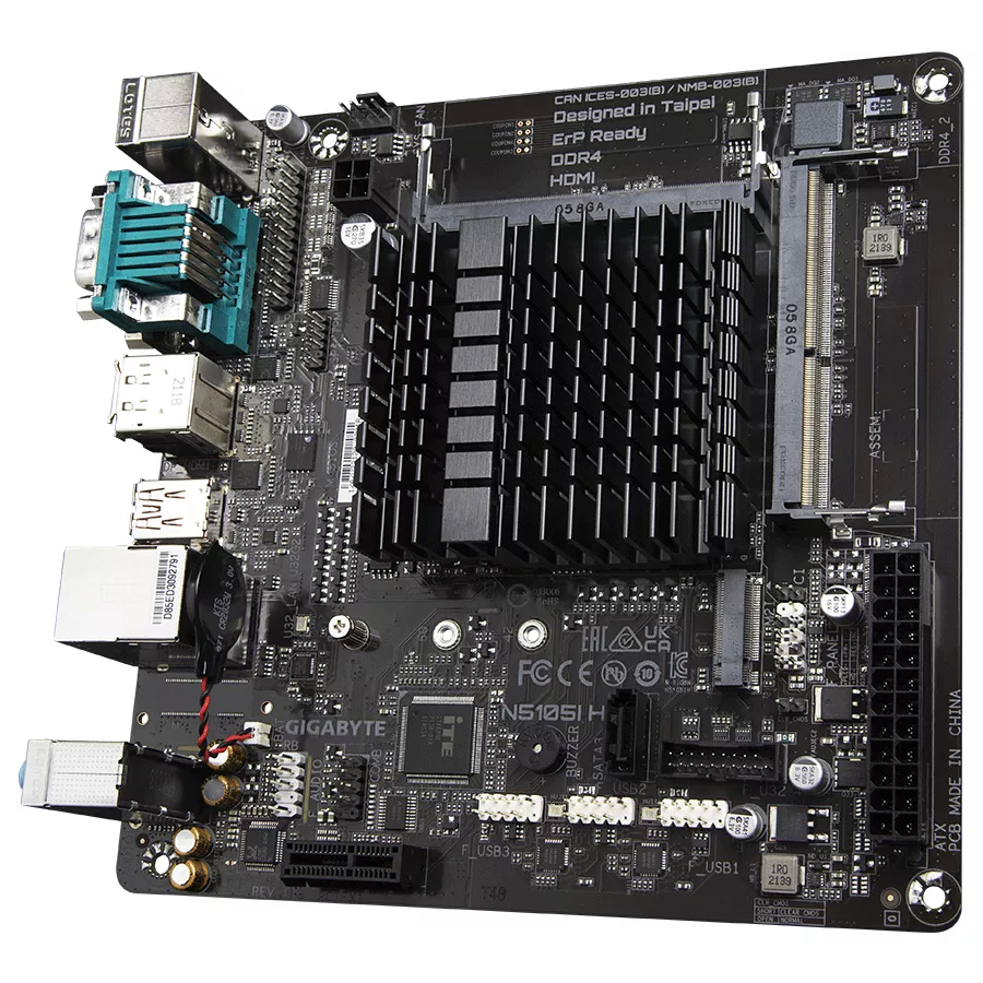 Tarjeta madre Quad-Core Celeron® N5105 SoC (2.0 GHz) DDR4 SO-DIMM M.2 PCIe NVMe HDMI 2.0 supports 4K @ 60Hz - N5105I H G10