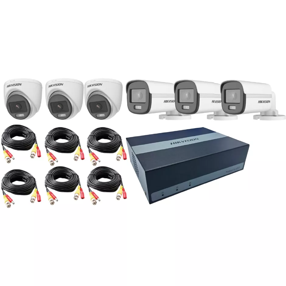 Kit de Video Vigilancia EDVR 8Canales  3x2MP IR Bullet + 3x2MP IR Turret Incl SSD 480GB - E08HG3B3T-KIT