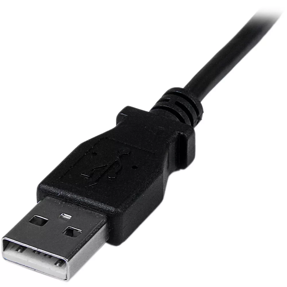 Cable Adaptador 2 Mtrs USB A Macho a Mini USB B Acodado en Angulo hacia Abajo Negro - USBAMB2MD