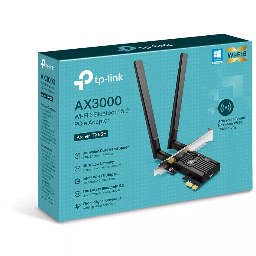 Adaptador PCIe AX3000 Wi-Fi 6 Bluetooth 5.2 wifi6 WPA3  - Archer TX55E