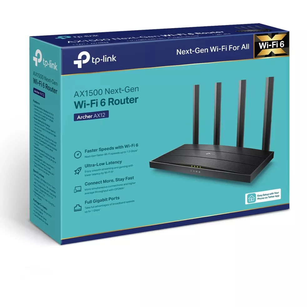 Router Dual-Band Gigabit  AX1500 Wi-Fi 6 Router wifi 6 1.5 Gbps OFDMA  MU-MIMO - Archer AX12