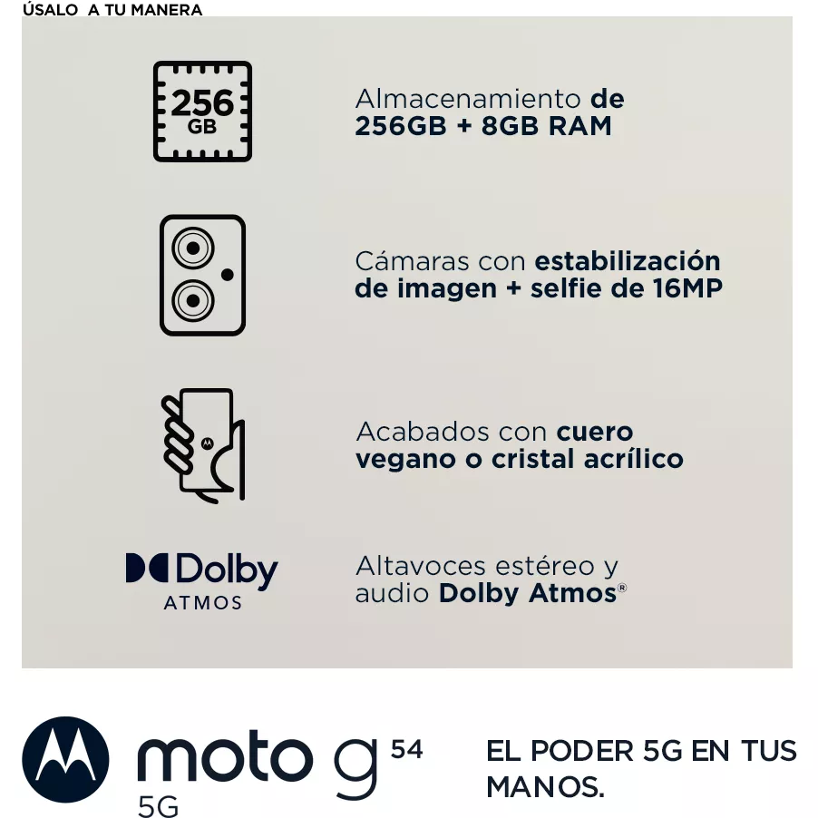 Celular Motorola G54 5G negro espacial 8GB+256GB - 