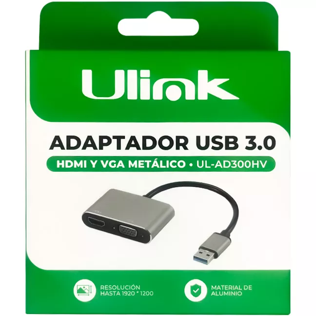 Adaptador USB 3.0 HDMI y VGA metalico  UL- AD300HV - 0060176
