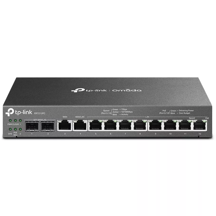 Router VPN Gigabit Omada 3 en 1 TP-Link ER7212PC, CPU Doble núcleo, 4xWAN Ethernet, PoE de 110W - ER7212PC