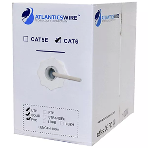 Caja Cable de Red UTP Cat6 100mts 23AWG CCA PVC GRIS - AW-LANBOX-C6-100