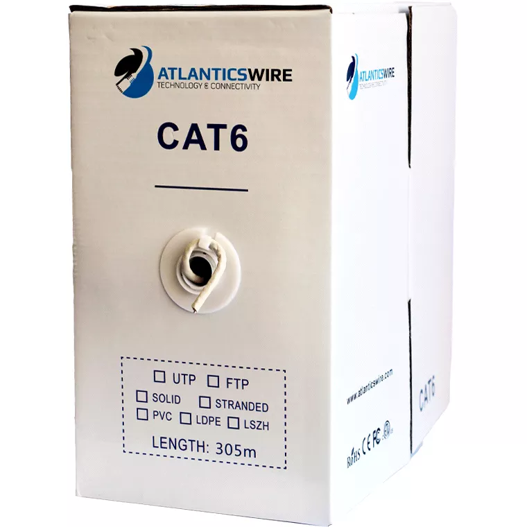 Caja Cable de Red UTP Cat6 305mts 23AWG CCA PVC GRIS - AW-LANBOX-C6-305