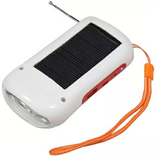 Cargador Solar 0.6W 5.5V+6 Led Linterna + Radio FM PN:4677